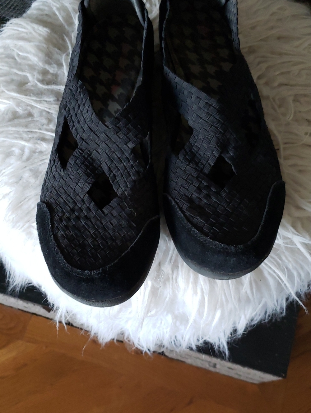 Skechers Black Woven Espadrille Slip-Ons